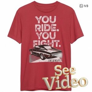 👛 (ANY 2/$25) FAST & FURIOUS Red Graphic Short Sleeve Graphic Tee
